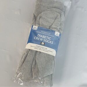 DIABETIC Socks size 10-13 Gray Diabetes Edema Neuropathy non binding crew sock